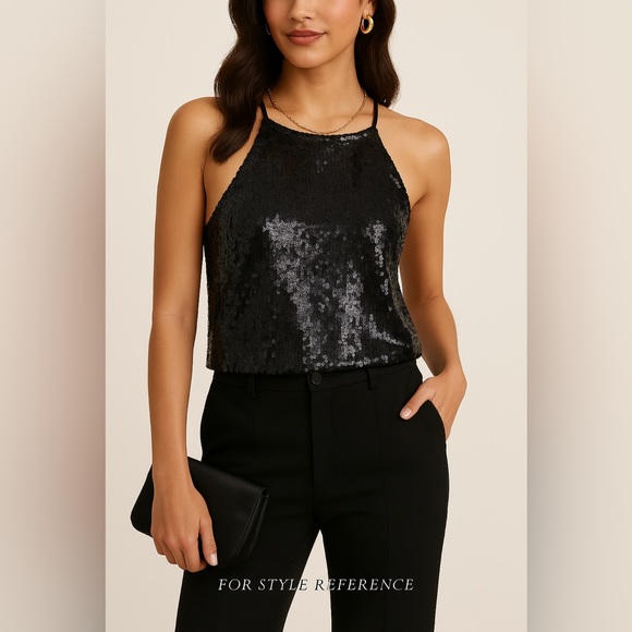 Alice + Olivia Tops - Alice + Olivia Size 8 Navy Sequin Crop Top - Party Essential